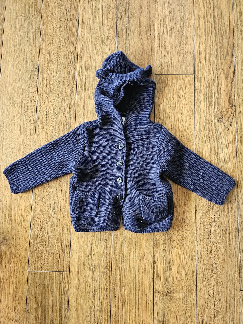 GAP Baby Navy Hooded Knit Cardigan